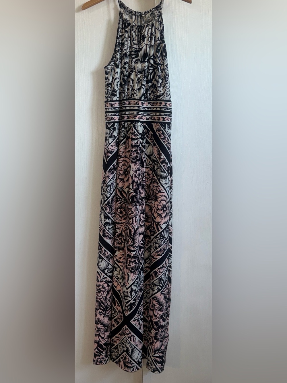 London Times Floral Print Halter Maxi Size 16 - Picture 4 of 5